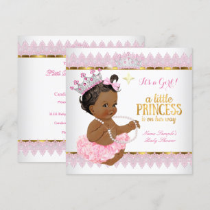 Prinzessin Baby Shower Pink Gold Ethnische Mädchen Einladung