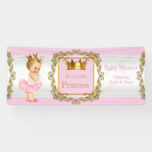 Prinzessin Baby Shower Pink Gold Weiß Blondes Baby Banner