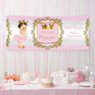 Prinzessin Baby Shower Pink Gold Weiß Brünette Bab Banner