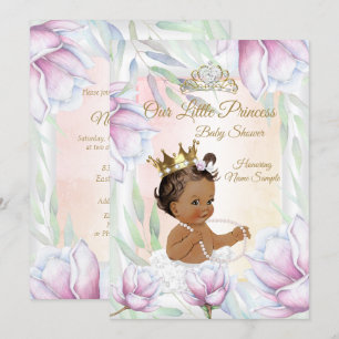 Prinzessin Baby Shower Rosa Flieder Blume Ethnisch Einladung