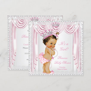 Prinzessin Baby Shower Rosa Satin Spitze Mittelhel Einladung