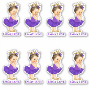 Prinzessin Ballerina Baby Mädchen Lila Tutu Krone Aufkleber