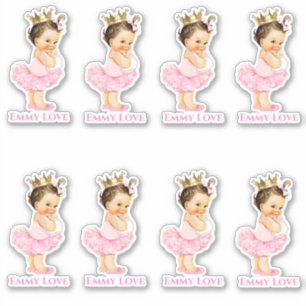 Prinzessin Ballerina Baby Mädchen Rosa Tutu Golden Aufkleber