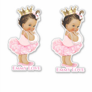 Prinzessin Ballerina Baby Mädchen Rosa Tutu Golden Aufkleber