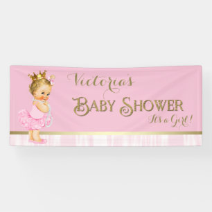 Prinzessin Ballerina Perle Rosa Gold Babyparty Banner