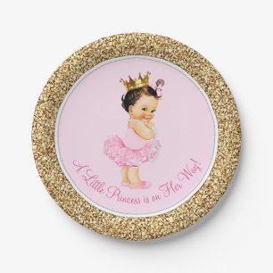 Prinzessin Ballerina Rosa Gold Babyparty Pappteller