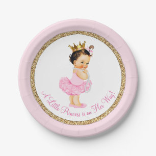 Prinzessin Ballerina Rosa Gold Babyparty Pappteller