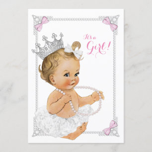 Prinzessin Ballerina Tutu Pink Bow Pearl Baby Dusc Einladung