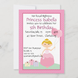 Prinzessin Balloons Geburtstag Einladung