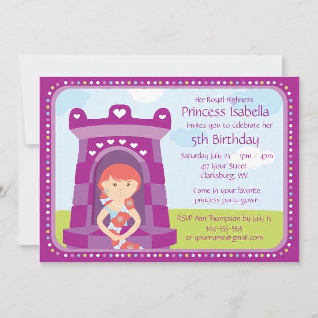 Prinzessin Birthday Party der Gewohnheits-HRH Einladung (Vorderseite)