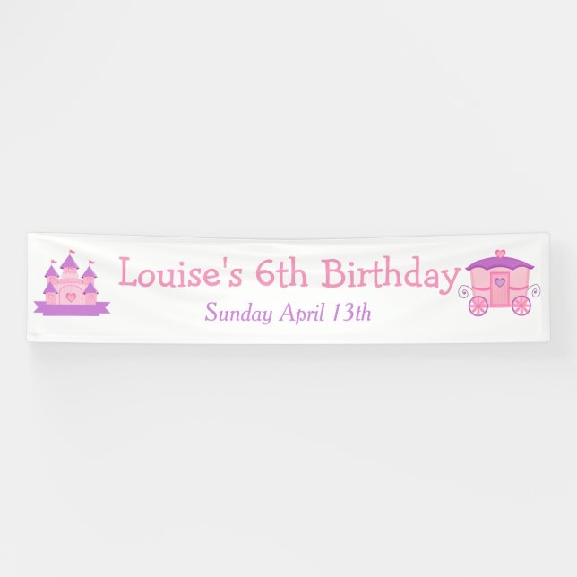 Prinzessin Birthday Party Rosa und Lila Banner (Horizontal)