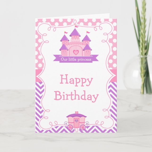 Prinzessin Birthday Party Rosa und Lila Karte (Vorderseite)