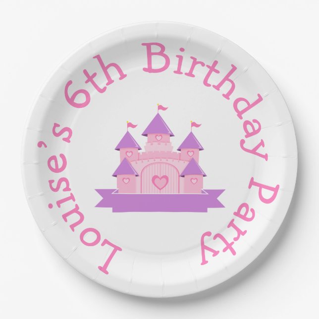 Prinzessin Birthday Party Rosa und Lila Pappteller (Vorderseite)