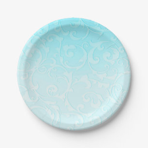 Prinzessin Blau Elegante Storybook-Swirls-Hochzeit Pappteller