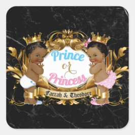 Prinzessin Blue & Pink Royal Gender Reveal Quadratischer Aufkleber