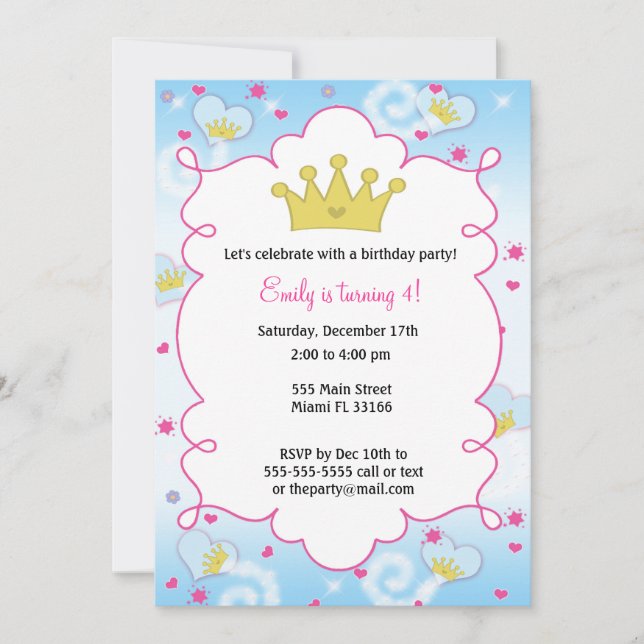 Prinzessin Butterfly Girl zum Geburtstag Einladung (Vorderseite)