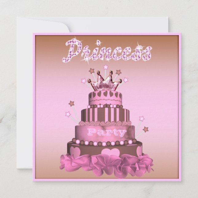 Prinzessin Cake u. Kuchen-(hinteres) Einladung (Vorderseite)