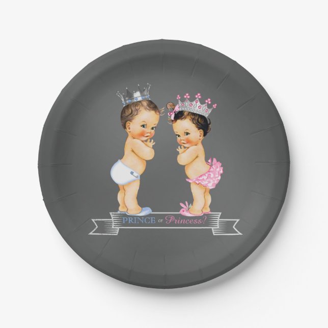 Prinzessin Chalk Gender Reveal Baby Dusche Pappteller (Vorderseite)