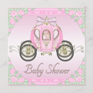 Prinzessin Coach und Rosen-rosa Baby-Dusche Einladung