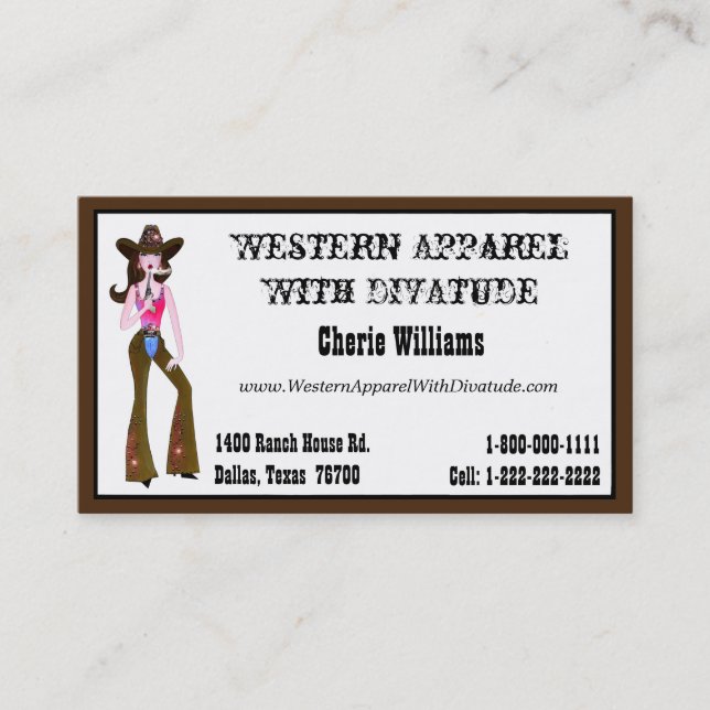 Prinzessin "Cowgirl" Visitenkarte (Vorderseite)