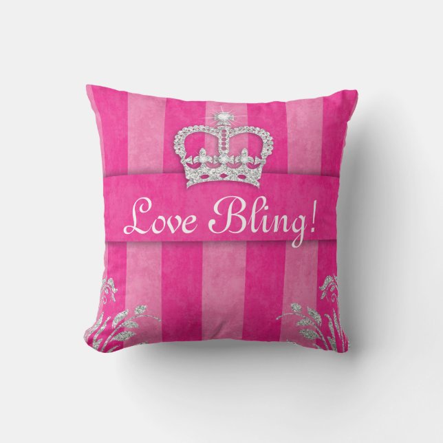 Prinzessin Crown Pillow PInk Tiara Bling Kissen (Vorderseite)
