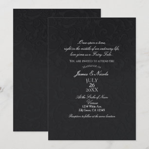 Prinzessin Damask Black Elegant Storybook Hochzeit Einladung