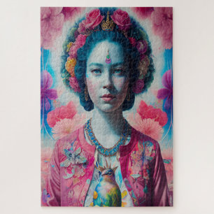 Prinzessin der blauen Blume mit rosa Jacke