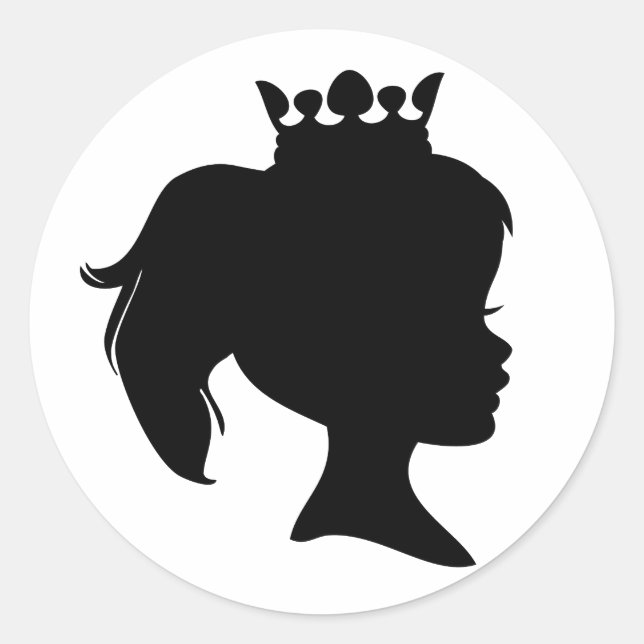 Prinzessin der Schwarzen Silhouette T - Shirt und  Runder Aufkleber (Vorderseite)