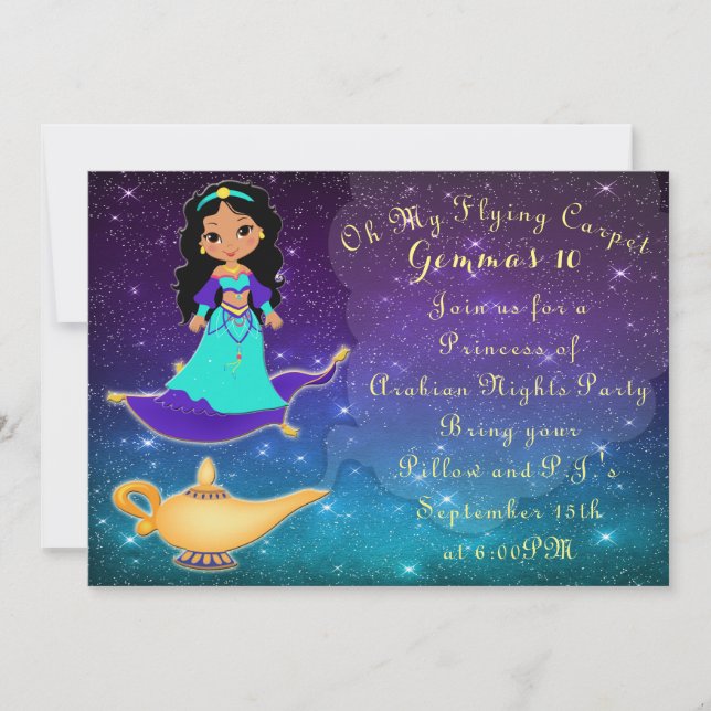 Prinzessin des arabische Nachtschlummer-Party Einladung (Vorderseite)
