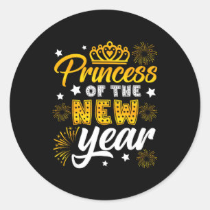 Prinzessin des Neujahrs 2026 Silvester Feuerwerk Runder Aufkleber