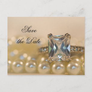 Prinzessin Diamond Ring Pearls Hochzeit speichern  Ankündigungspostkarte