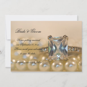 Prinzessin Diamond Ring Pearls Hochzeit speichern  Save The Date
