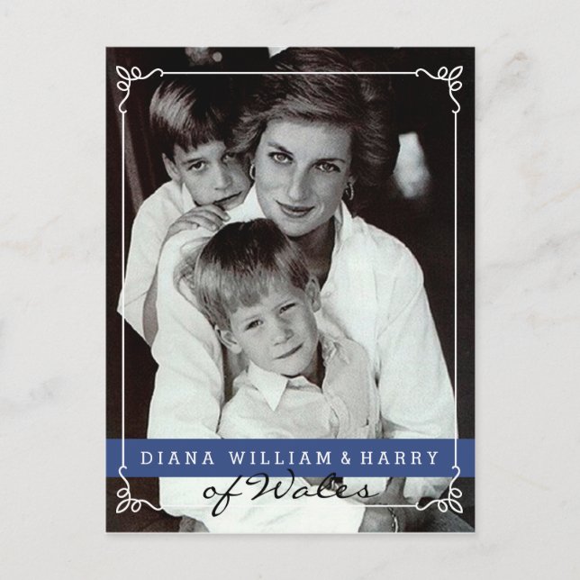 Prinzessin Diana von Wales Will und Harry Postkarte (Vorderseite)