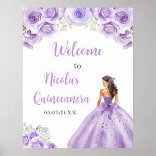 Prinzessin Dusty Lila Dress Quinceanera Willkommen Poster