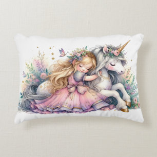 Prinzessin Einhorn Pastell Märchen Fantasy Dekokissen