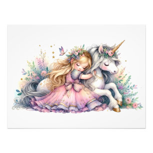 Prinzessin Einhorn Pastell Märchen Fantasy Fotodruck