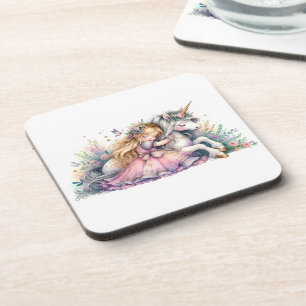 Prinzessin Einhorn Pastell Märchen Fantasy Getränkeuntersetzer