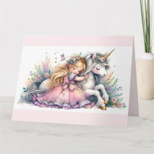 Prinzessin Einhorn Pastell Märchen Fantasy Karte