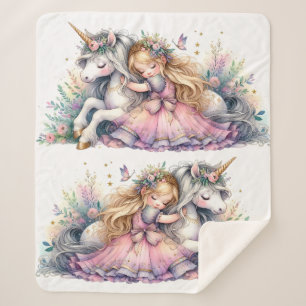 Prinzessin Einhorn Pastell Märchen Fantasy Sherpadecke