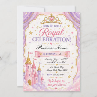 Prinzessin Einladung Rosa Lavendel