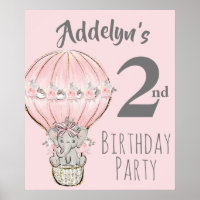 Prinzessin Elefant Luftballon Rosa Grau 2. Geburts