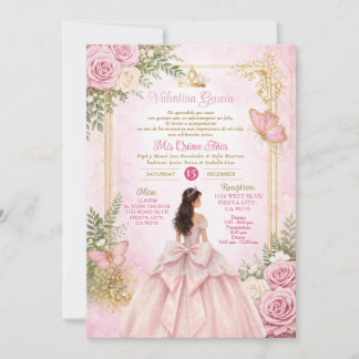 Prinzessin Erröten Rosa Quinceañera Einladung