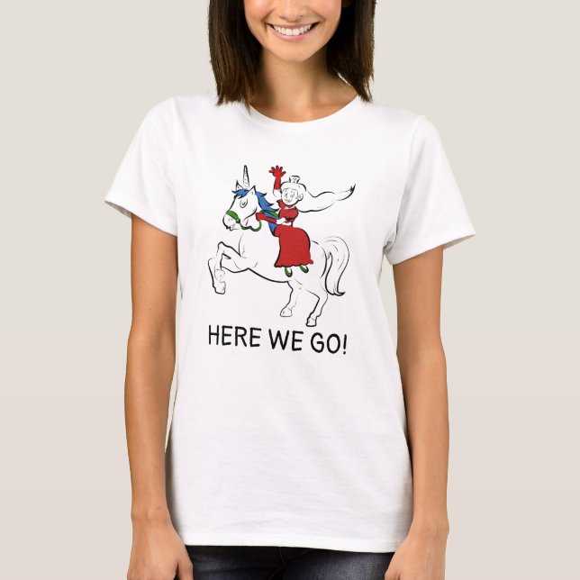 Prinzessin fährt ein Unicorn witzig T-Shirt (Vorderseite)