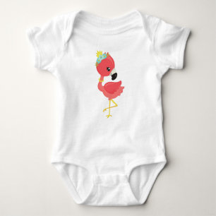 Prinzessin Flamingo, Blume, Krone, Niedlich Flamin Baby Strampler