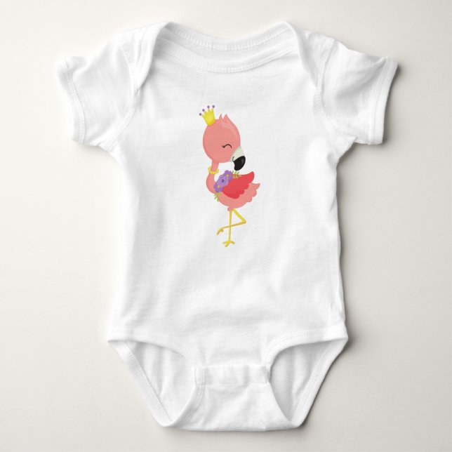 Prinzessin Flamingo, Niedlich Flamingo, Krone, Blu Baby Strampler (Vorderseite)