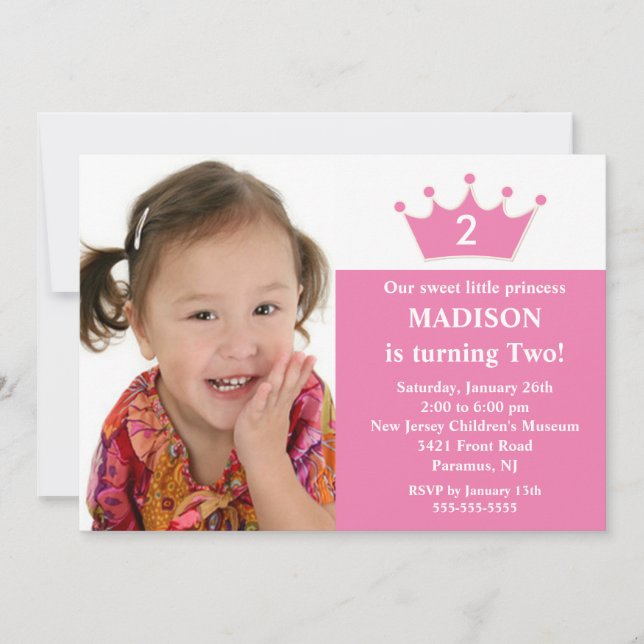 Prinzessin Foto Birthday Invitation Einladung (Vorderseite)