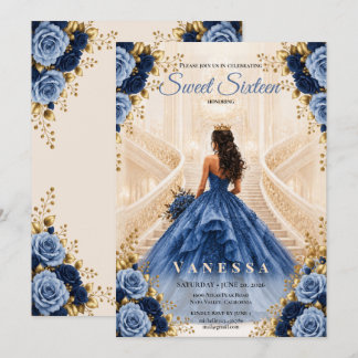 Prinzessin Foto Blau Sweet 16 Einladung
