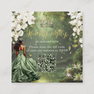 Prinzessin & Frosch Grüne Robe Sweet 16 Quince XV Begleitkarte