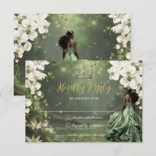 Prinzessin & Frosch Grüne Robe Sweet 16 Quinceañer RSVP Karte