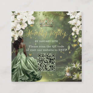 Prinzessin & Frosch Grünes Kleid Sweet 16 Quince X Begleitkarte